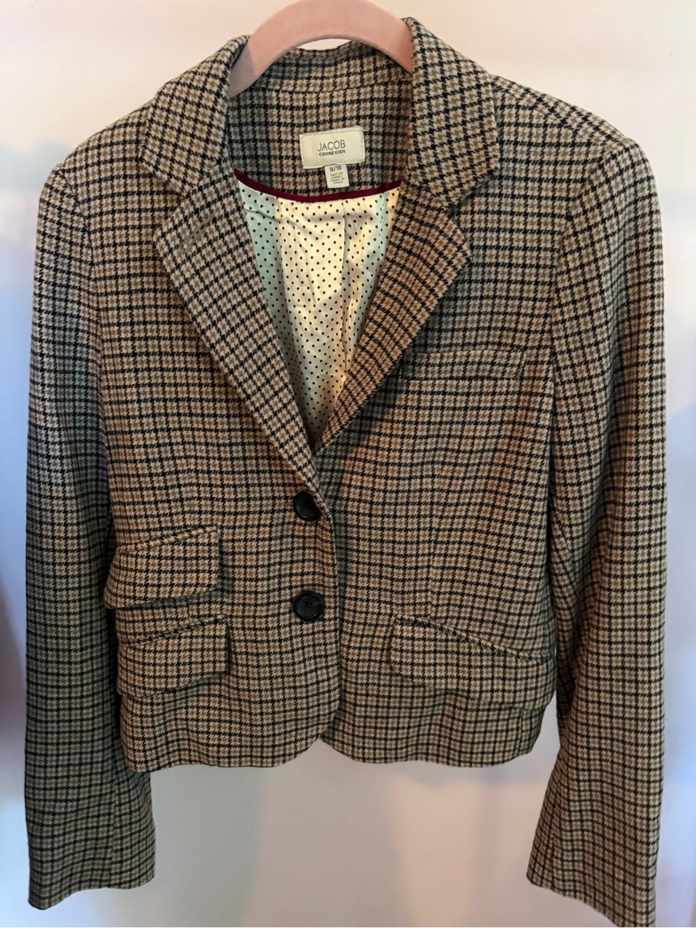Jacob Houndstooth Cropped Blazer in Brown and Black - Size 9/10